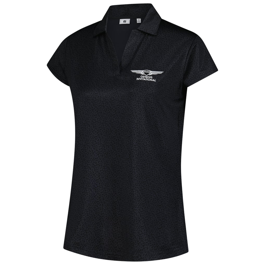  Genesis Invitational FootJoy Women's Printed Cap Sleeve Polo - Black